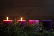two advent candles lit