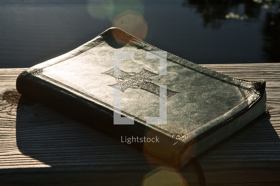 Leather embossed bible with cross