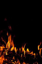 flames against a black background 
