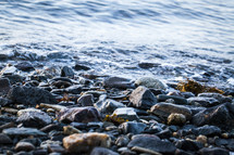 rocks on a lake shore 