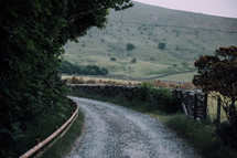 curve on a gravel road in Scotland 