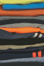 Stack of folded boys clothing