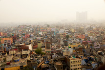 Aerial view of a crowded city in India. New Delhi, India's largest city, home to some 23 million people. 
