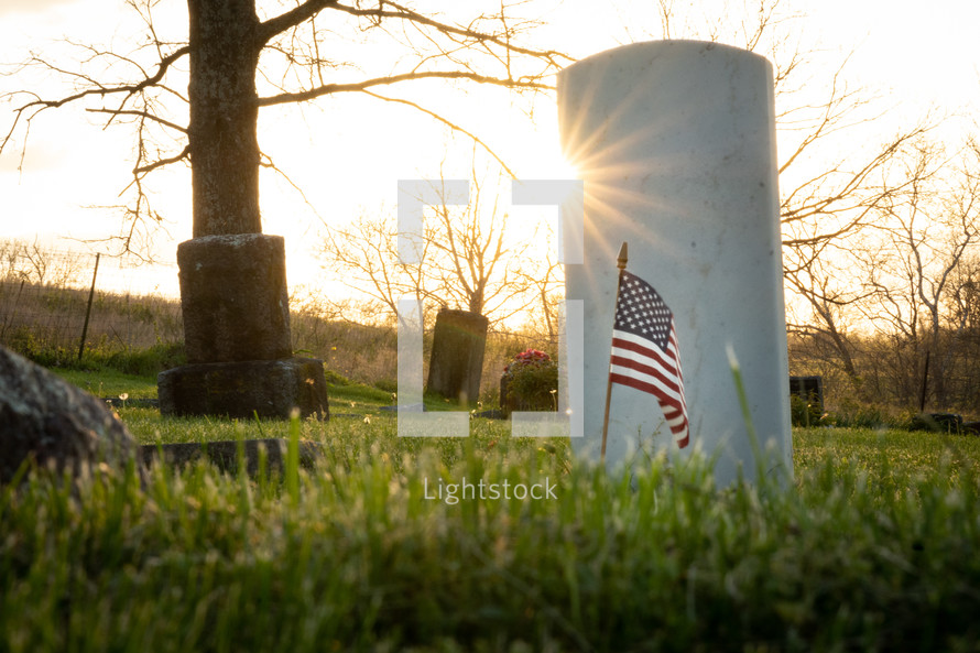 American flag in a cemetery z