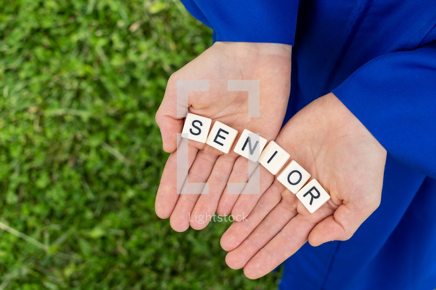 word senior in cupped hands 