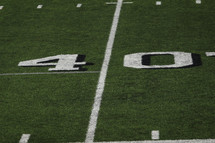Forty yard line on a football field