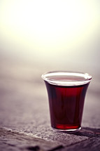 A communion cup filled with wine