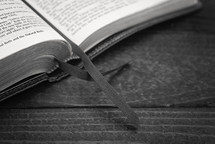 a bookmark on the pages of a Bible 