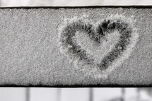 heart drawn in snow 