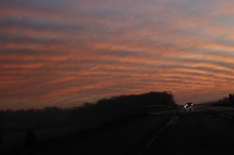 sky and highway at sunset 