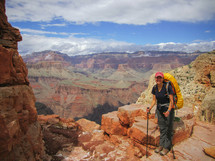 woman hiking a canyon 