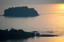 small island at sunset 