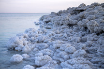 salt formations along a shore 