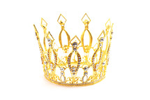Small Golden Crown Isolated on a White Background