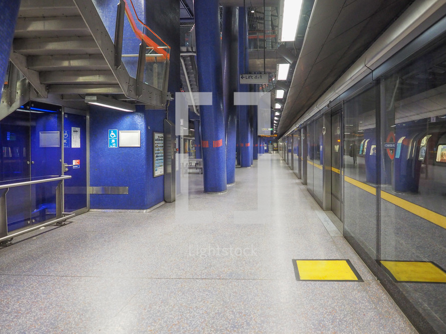 LONDON, UK - SEPTEMBER 29, 2015: North Greenwich London Underground tube station