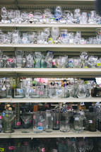 glassware on store shelves 