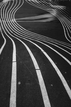 curving stripes on asphalt 