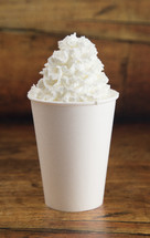 paper cup with whipped cream 