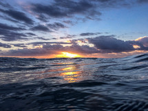ocean surface at sunset 