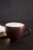 latte on a slate table 
