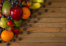 fruit on wood background 