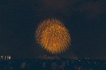 fireworks over a crowd