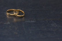 Set of Gold Wedding Rings with Room to Add Text