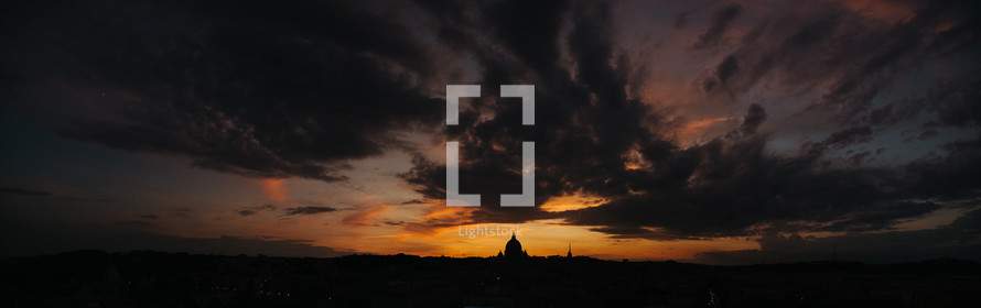Rome skyline at dusk 
