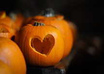 Heart carved into pumpkin