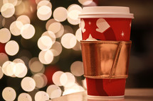 bokeh lights and a cup of hot cocoa 
