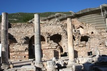 These are shops and terrace homes in historic Ephesus. These shops have beautiful mosaic flooring. St Paul visited, conducted business, and lived in this city as recorded in Acts 18-20. 