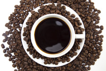 coffee beans and coffee cup 