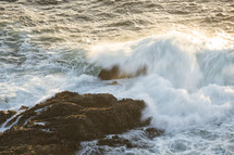 waves washing over a rocky shore 