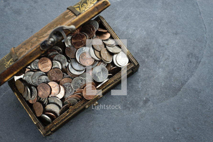 coins in a treasure chest 