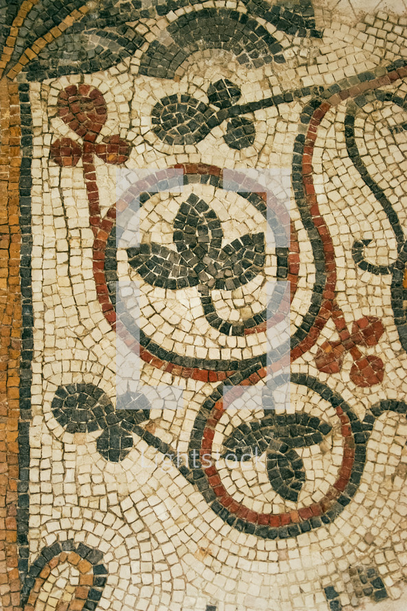 Mosaic on display in Madaba, Jordan