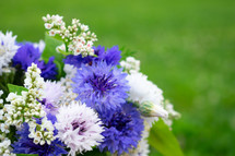 bouquet of purple and white flowers 
