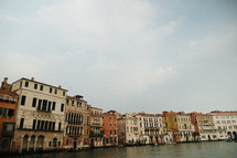 ancient buildings along the canal in Venice 