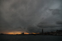 cloudy skies over Venice at sunset 