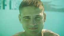 a boy under water 