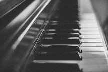 piano keys in black and white 