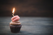 candle on a cupcake 