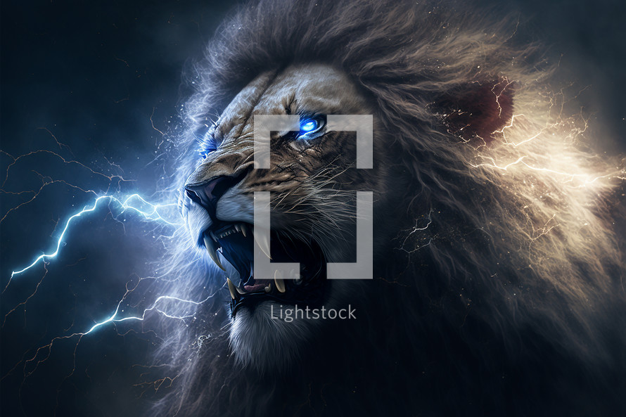 Lion with lightening and glowing eyes