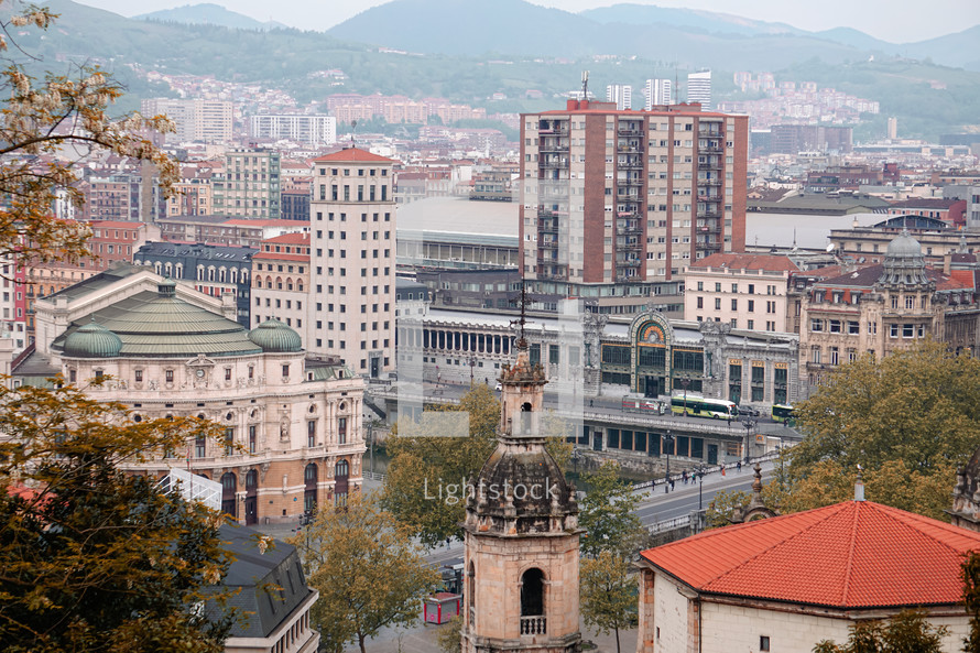 cityscape of Bilbao city, Basque country, Spain, travel destinations