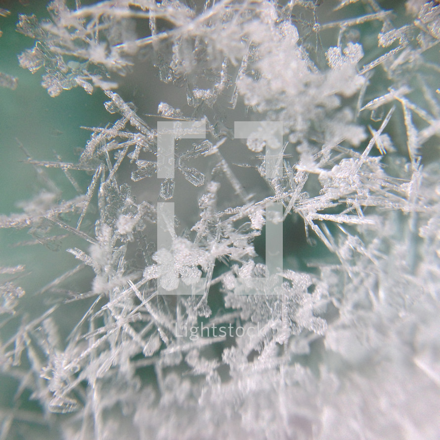 macro snowflakes and snowy crystals