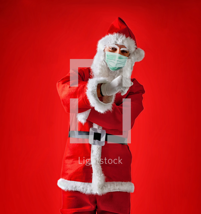 Santa Claus wearing a face mask 