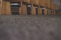 pews and the floor of a church 