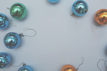 A border made of vintage Christmas balls.