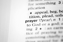 word prayer on the pages of a dictionary 