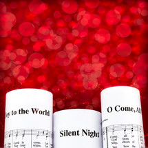 JOy to the world, Silent Night, and O Come All ye faithful sheet music 