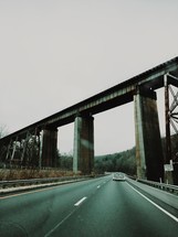 train bridge over a highway